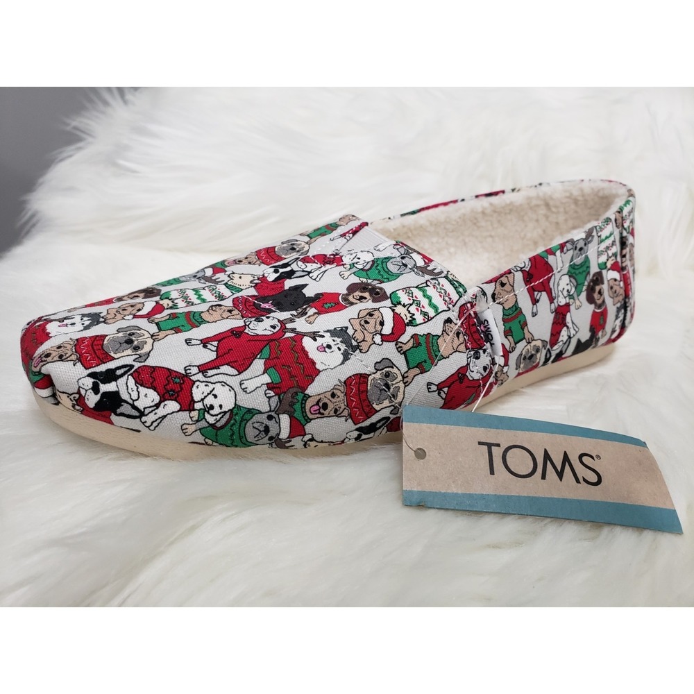 NEW NO BOX SIZE 8 TOMS Womens Flats Sweater Dogs Shoe Belmont  Christmas Holiday